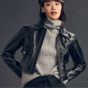 Anthropologie Maeve Faux Leather Crop Jacket XXS